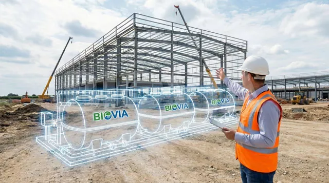 Insinyur sedang menentukan Kapasitas STP Tank modular di lokasi proyek