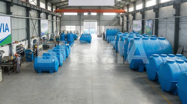Unit STP Tank Fiber berkualitas dari BIOVIA untuk pengolahan limbah gedung